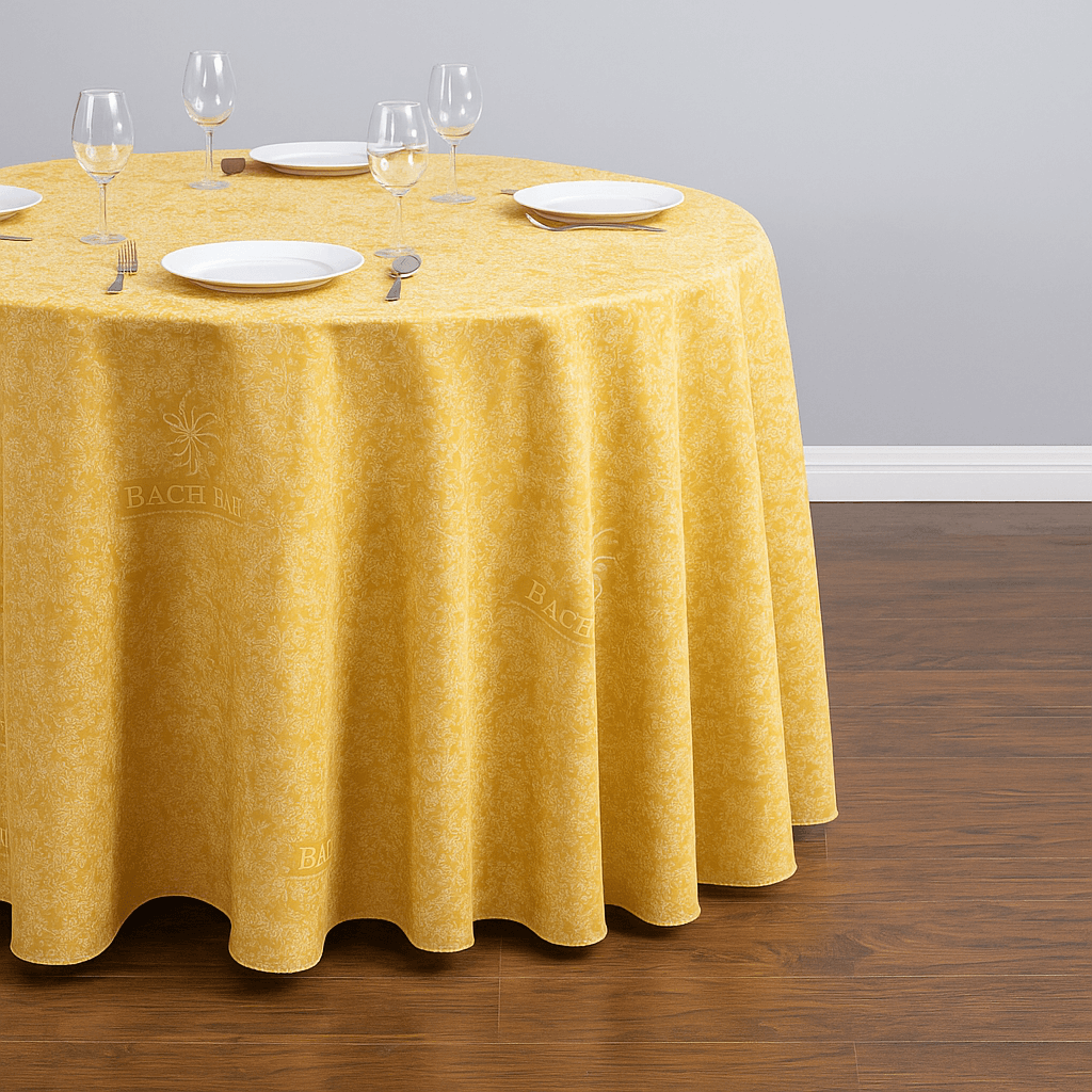 Khăn bàn áo ghế dệt logo nhà hàng tiệc cưới