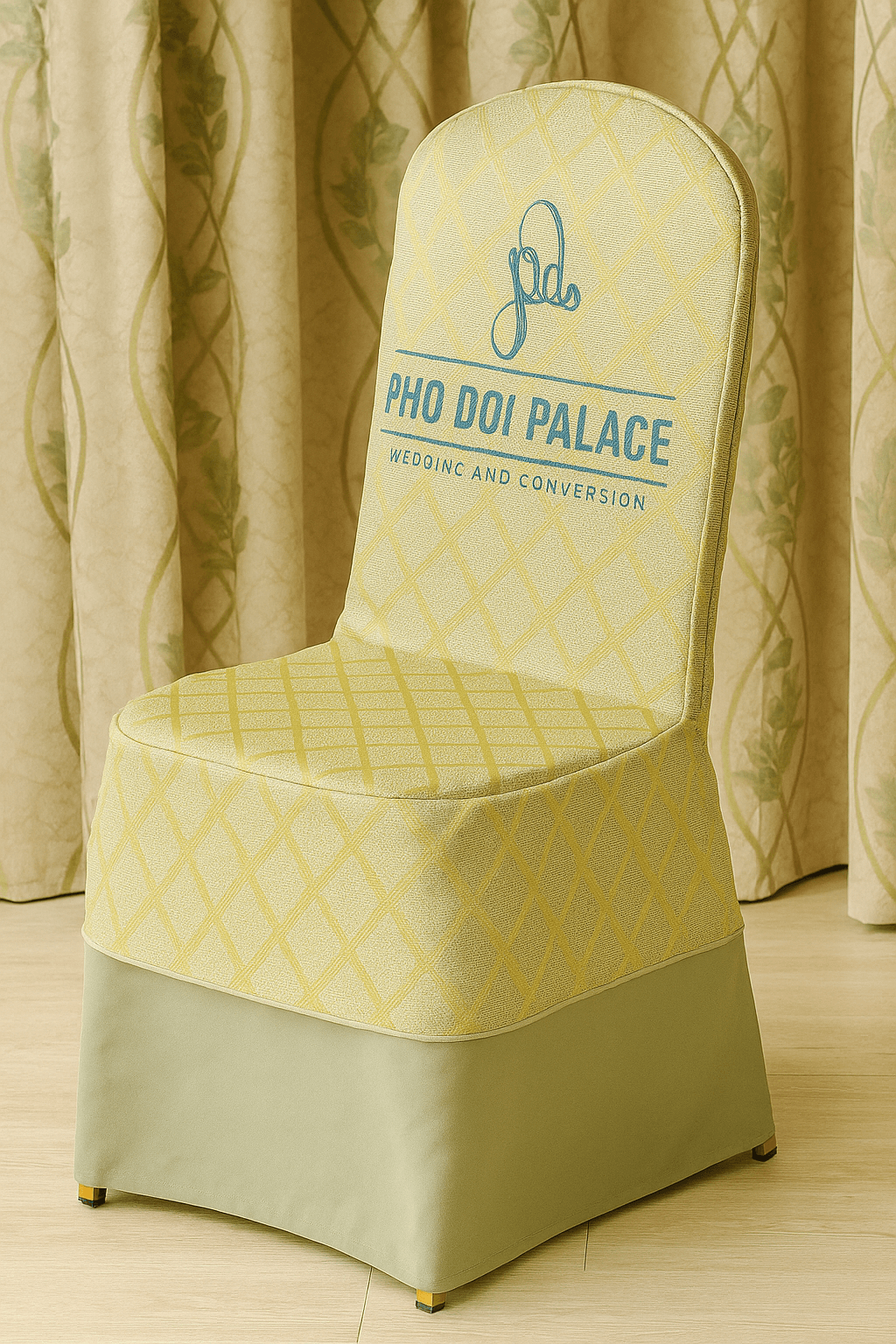 Khăn bàn áo ghế dệt logo nhà hàng tiệc cưới