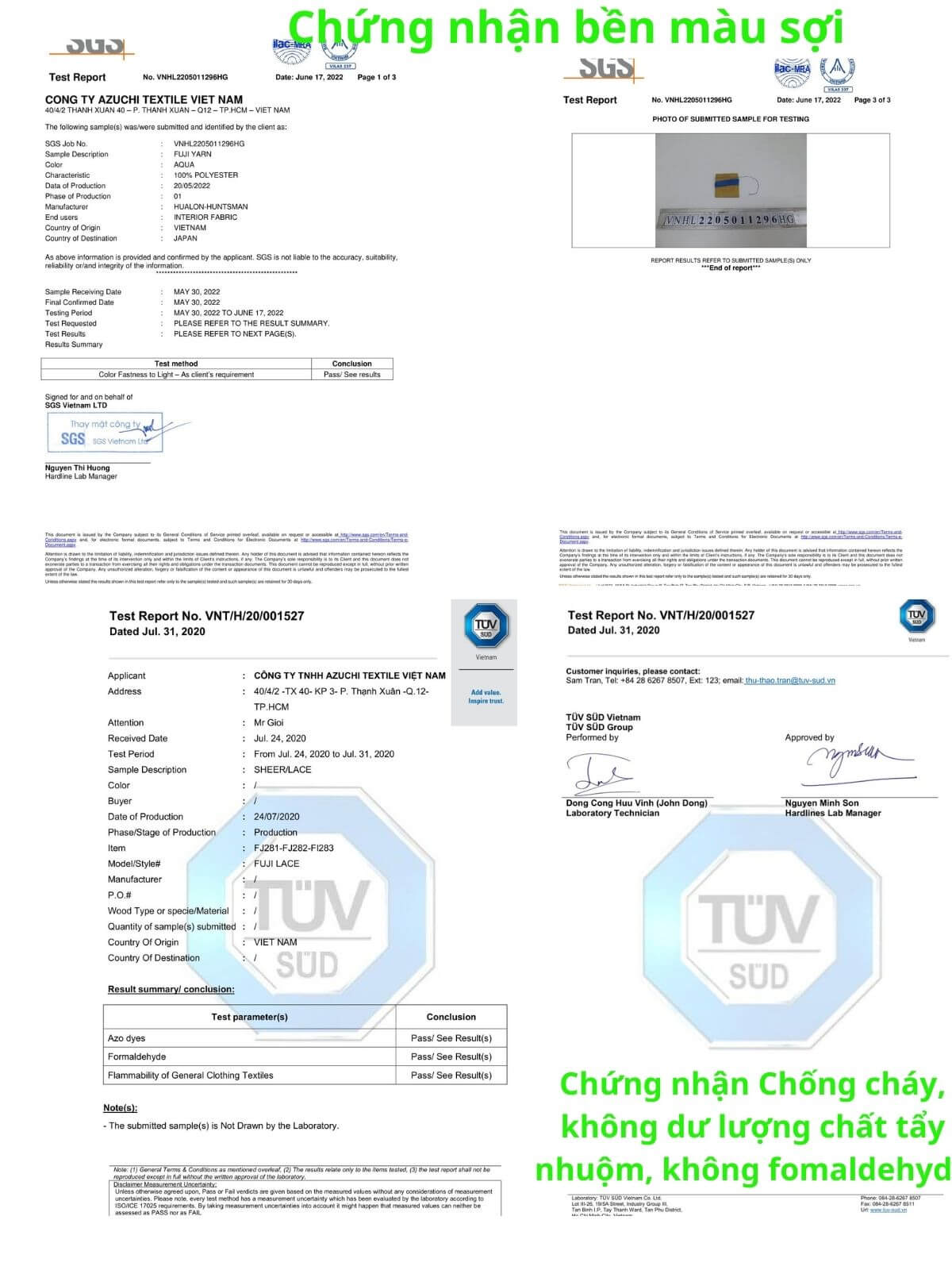 Chứng nhận bền màu