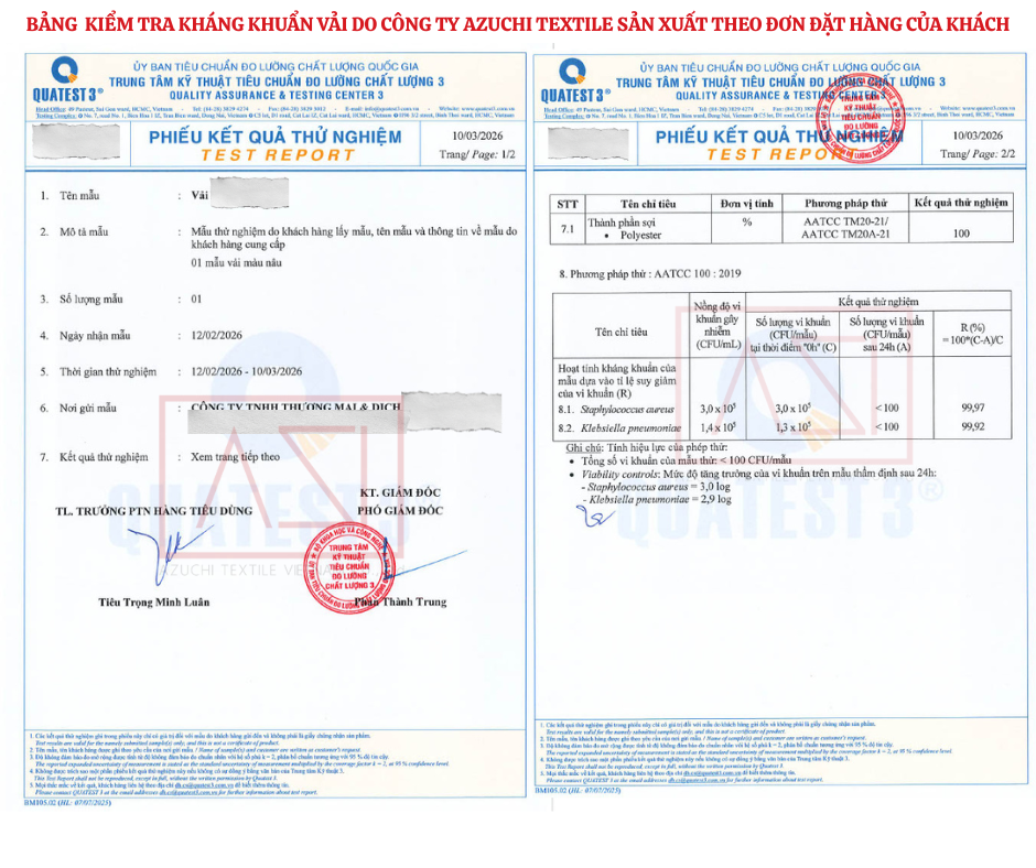 Phiếu kết quả thử nghiệm Quatest 3