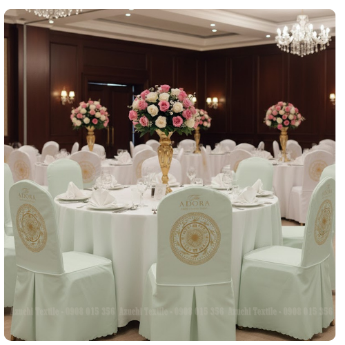 DỆT - MAY CUNG CẤP KHĂN BÀN ÁO GHẾ CHO NHÀ HÀNG TIỆC CƯỚI