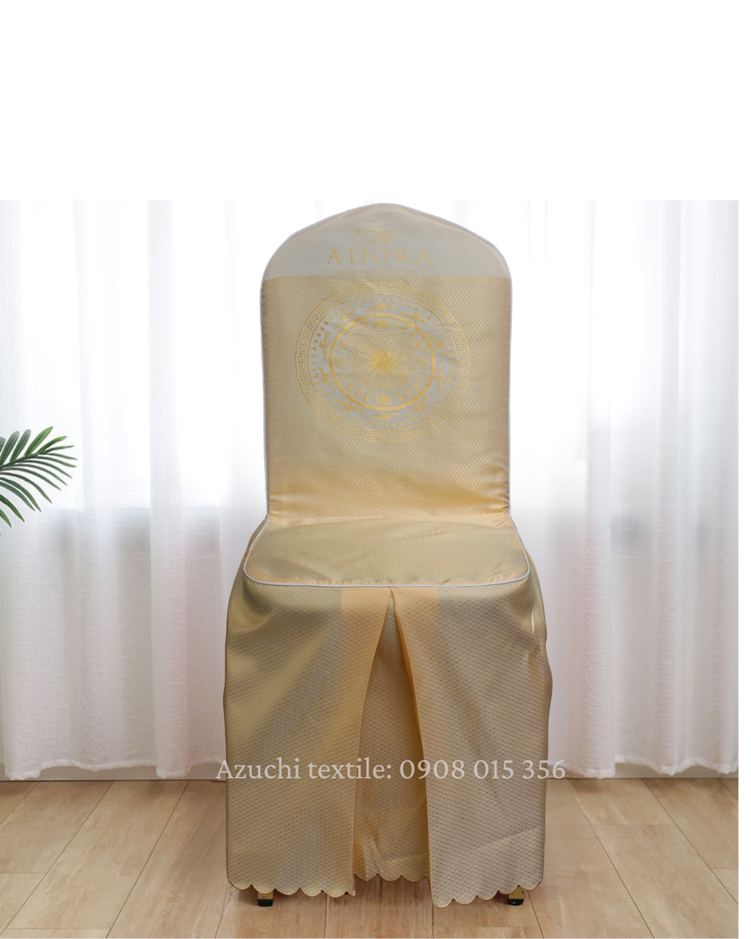 Áo Ghế Dệt Logo Cho Nhà Hàng Tiệc Cưới
